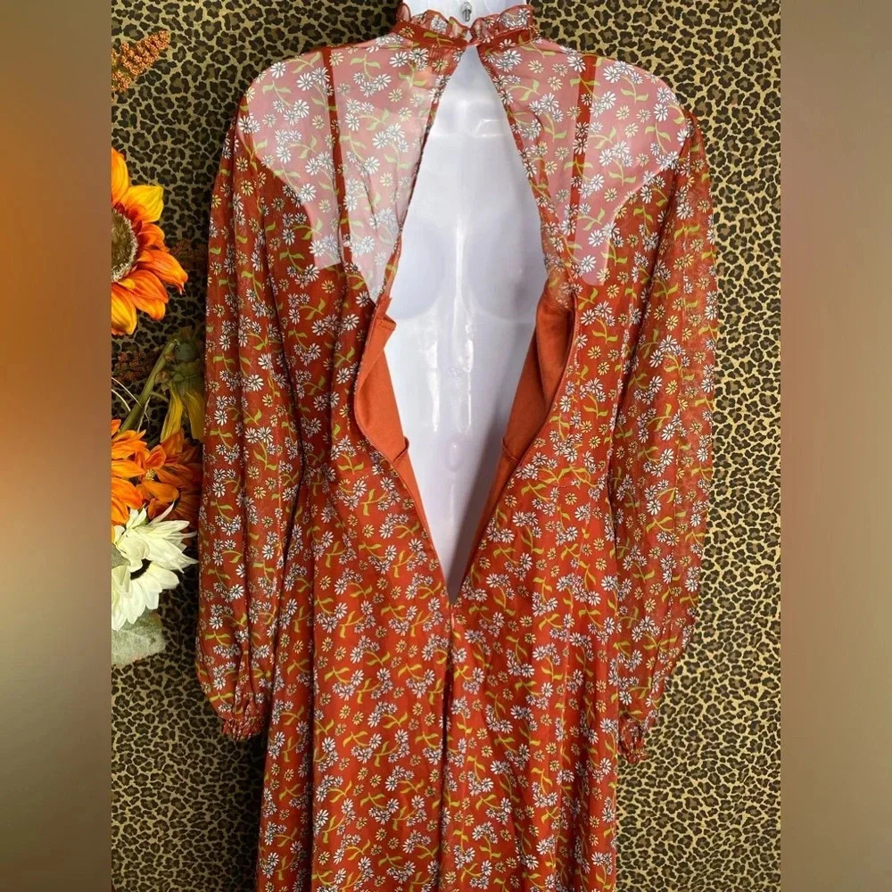 🦋B2G1🦋UNIQUE VINTAGE Rust Brown Leona Swing Dress NWOT | MEDIUM | - Picture 8 of 11